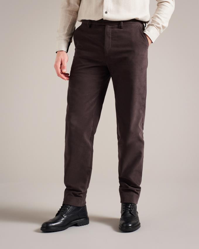 Pantalon Ted Baker Tapered Moleskin Marron Foncé Homme | VQS-21964765